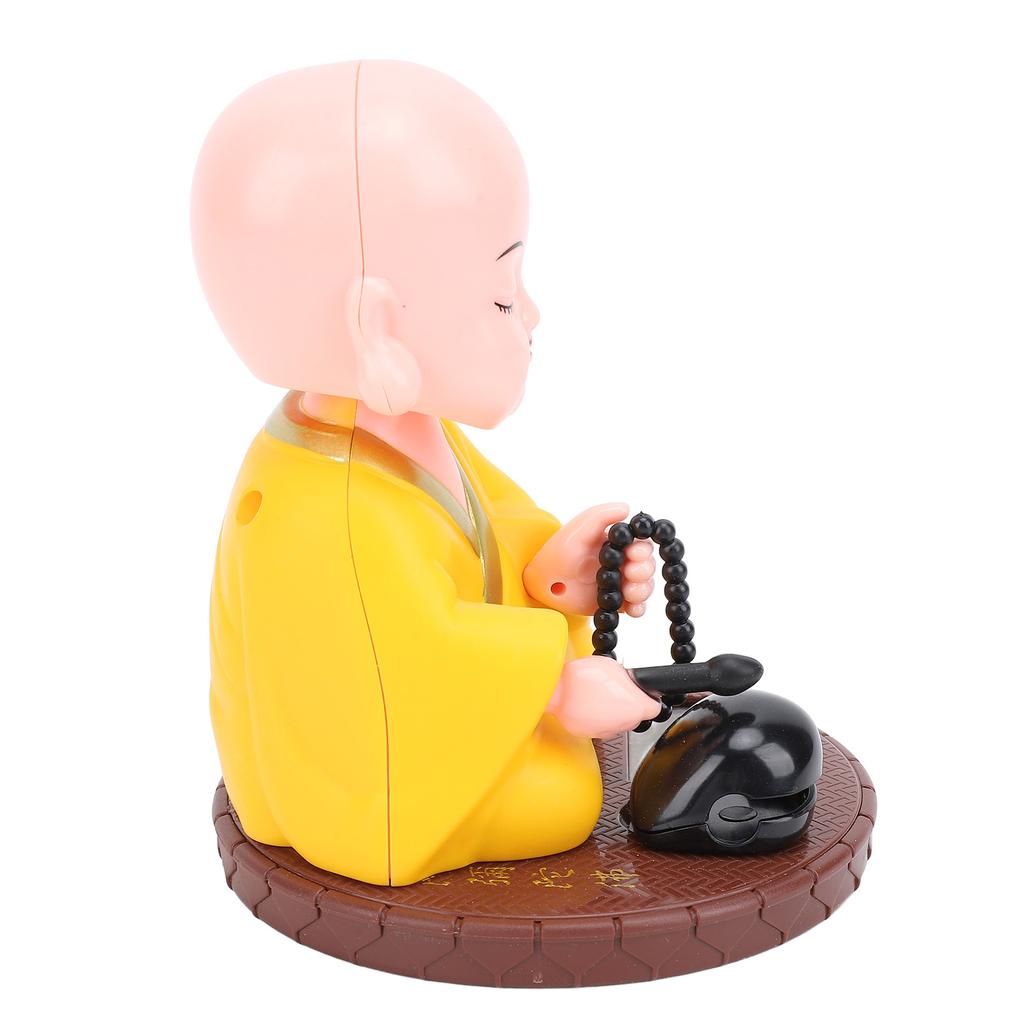 Little Monk Solar Figurine Funny Auto Nodding Knocking Chinese Monk Statue Toy Dashboard Ornament