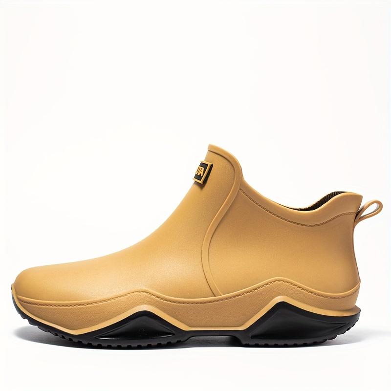 Rutschfeste, einfarbige, flache Regenstiefel für Damen, wasserdichte Slip-On-Gummischuhe, Outdoor-Arbeitsschuhe