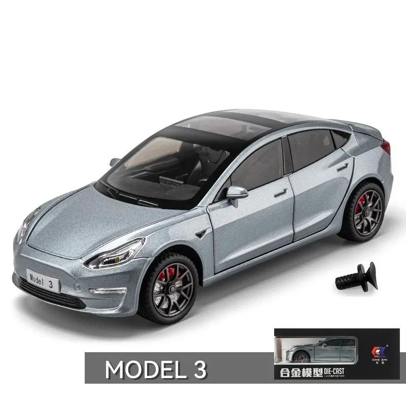

1:24 Модель автомобіля Tesla Model 3 зі сплаву Лита металева іграшкова машина Модель автомобіля Висока симуляція Звук Світло Колекція Дитяча іграшка Подарунок