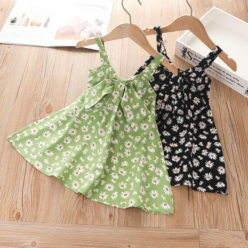 Süßes Neckholder-Kleid für Mädchen Sommer Kinder Ärmellos Gepunktet Floral Prinzessinnenkleid