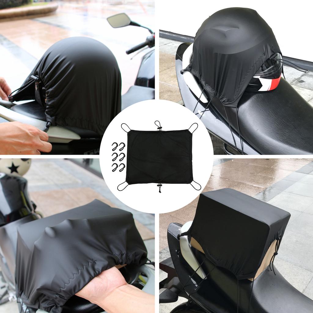Motorrad Gepäckabdeckung Elastisch Wasserdicht Motorrad Heckablagenabdeckung mit Schnallen zur Aufbewahrung von Gepäck Helmen Taschen Schwarz MCelsiusL 40x50c