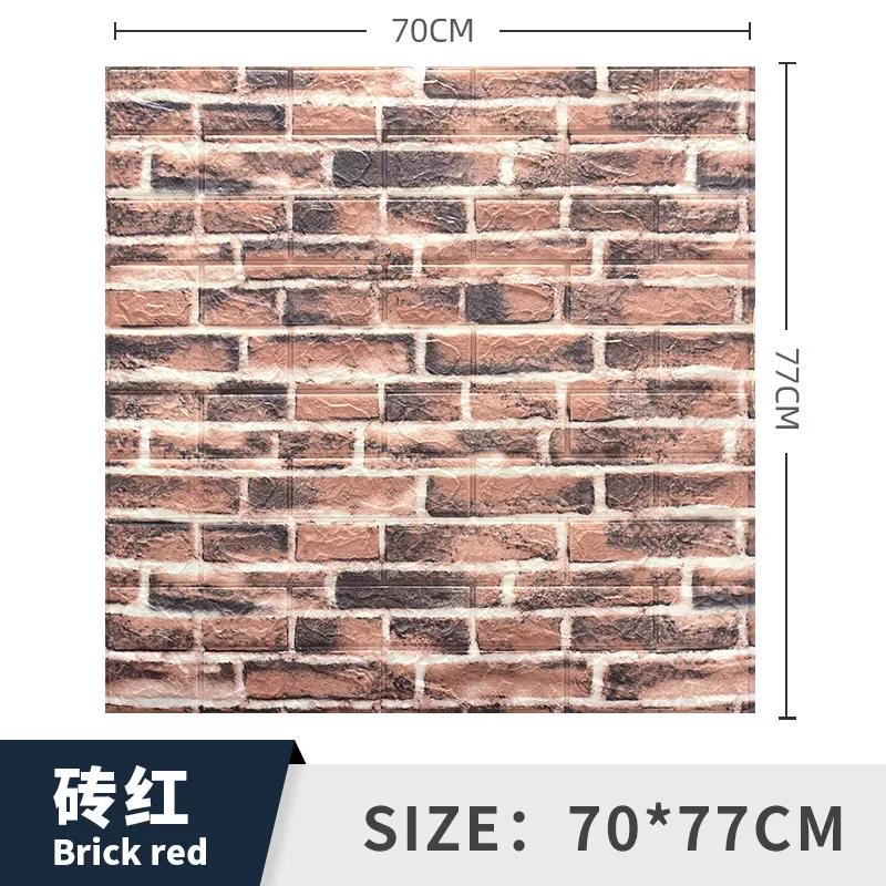 Self-adhesive 3d Three-dimensional Wall Stickers Foam Brick Pattern Decorative Stickers Retro Trend Background Wallpaper muraux