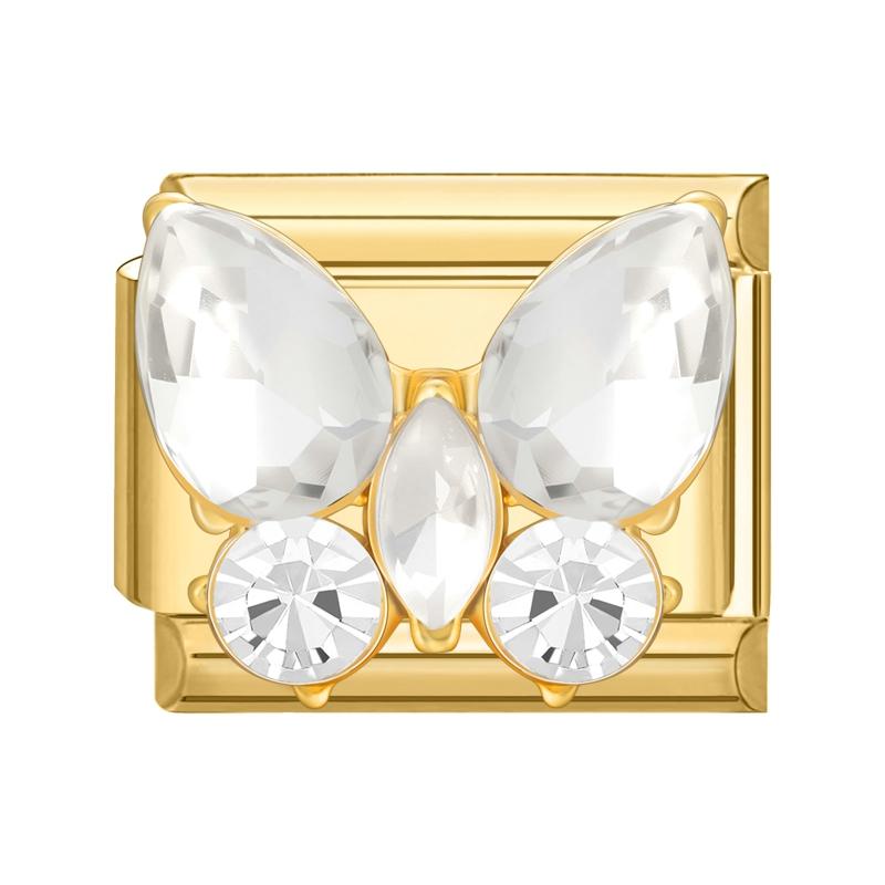 New Gold Color Heart Bow Rabbit Ears Pearl Italian Charm Links Fit 9mm Stainless Steel Bracelet Women Men DIY Making Jewelry