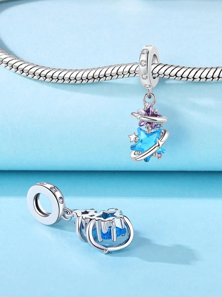 copper Plated Authentic CharmsBlue Sea Star Shape Bead Charms Compatible With Bracelets Womens Jewellery Gift High Quality