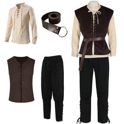 2025 Gothic Victorian Men's Cosplay Set: Medieval Jacket, Vest, Shirt & Pants