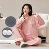 New Autumn Pajamas with Chest Pad Women Knitted Cotton Pajama Set Homewear Pijama Mujer Long Sleeve Casual Soft Female Sleepwear