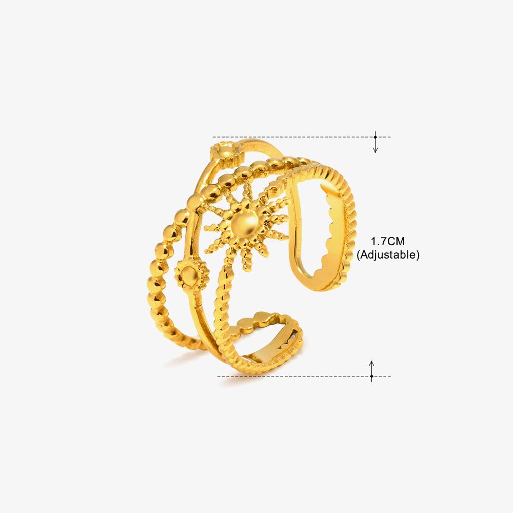 Stainless Steel Geometric Heart Leaves Ring For Women Personality Trendy Open Finger Ring Jewelry All Match