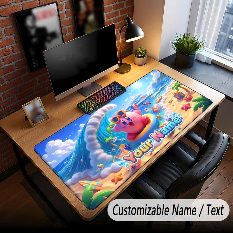 Tappetino per Mouse Grande con Testo Nome Personalizzato, Tappetino Esteso Morbido Antiscivolo Kirby per Ufficio Domestico