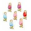 Multicolor 8x20mm Gold-Plated Stainless Steel Tulip Pendant for DIY Jewelry Making