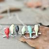 Cute Animal Lovely Pendant Six Birds On Branch Women Long Jewelry Chain Necklace