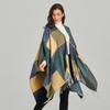 New women's scarf shawl retro fashion jacquard split fork thickened warm shawl cape