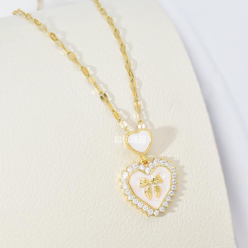 Love Necklace Women'S Design Simple And Sweet Versatile Diamond-Encrusted Heart Pendant Jewelry