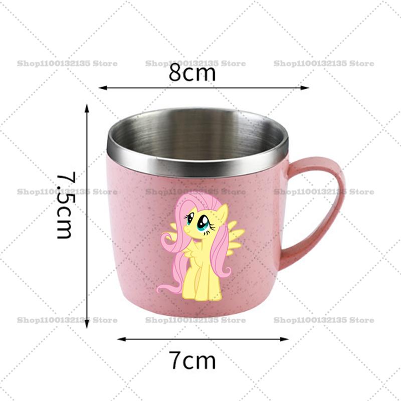 My Little Pony Water Bottle Kawaii Stainless Steel Cups Handle Coffee Milk Mug Tea Drink Home Office Gift Women for Kid Friendly Entertaining Fun Play