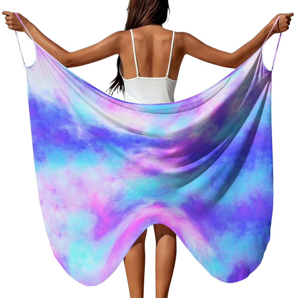 Leichtes Strand-Überwurf-Wickelkleid für Damen mit überkreuztem Schulterträger, verstellbar, Badeanzug-Sarong für den Sommerurlaub am Pool