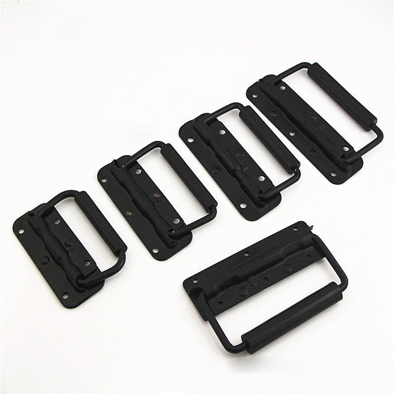 Iron Spring Folding Handle for Tool Box Cabinet Equipment Black Luggage Case Handle 3 Sizes