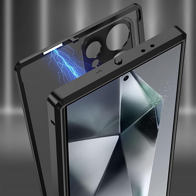 Aluminum Alloy Frame Luxury Phone Case For Samsung Galaxy S25 S24 S23 Ultra Shockproof Magnetic Hybrid Frosted PC Back Cover