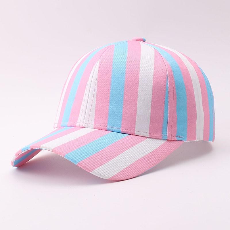 Color Block Baseball Cap Gradient Rainbow Striped Sun Hat Adjustable Unisex