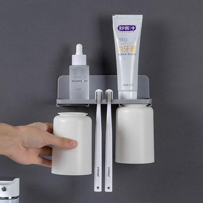 Accesorios de baño Soporte de pared para cepillos de dientes, taza doble, inodoro invertido, estante para guardar pasta de dientes, artículos para el hogar