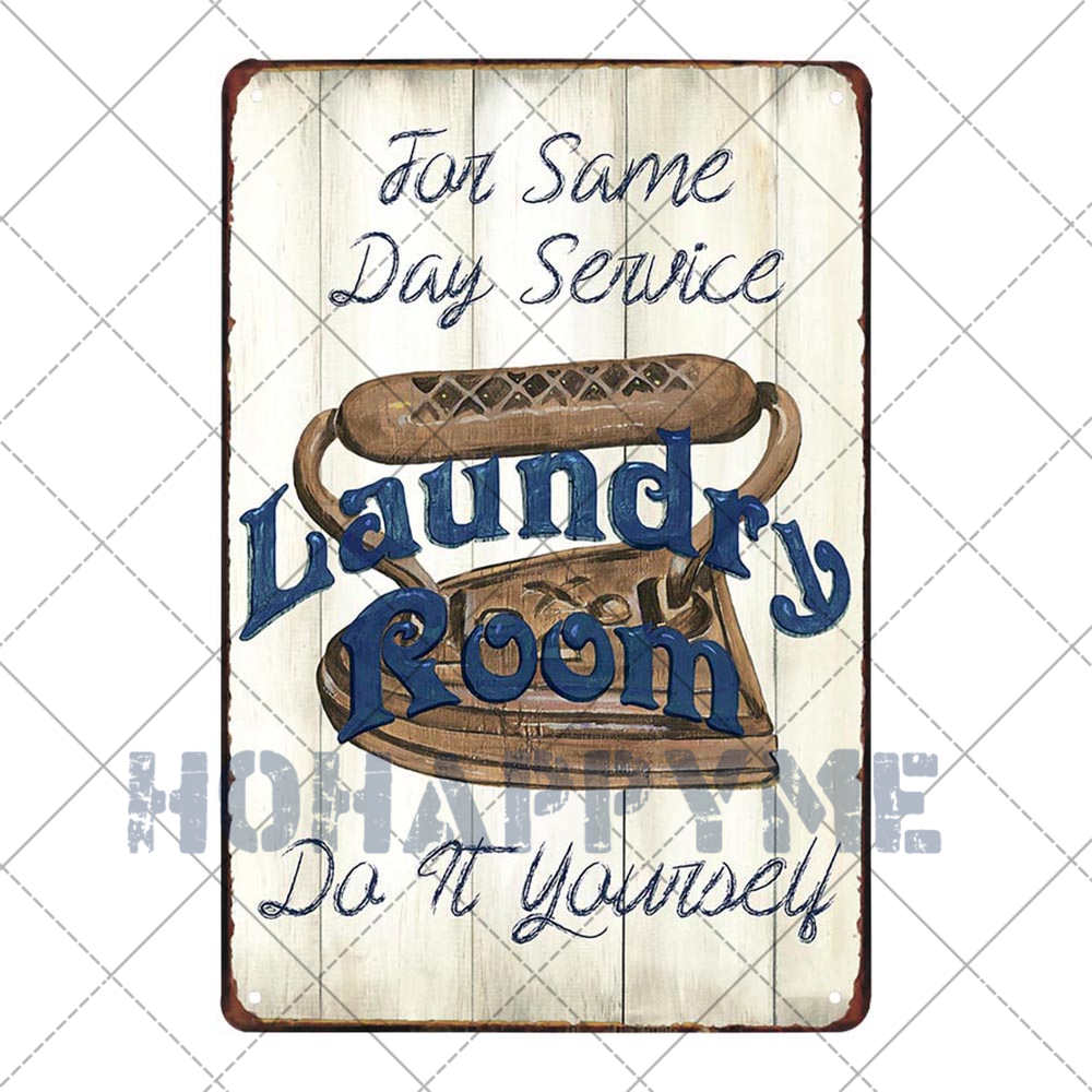 Segni Targa Retro per Lavanderia Segno Pittura su Latta Vasca Idromassaggio Bagno Metallo Poster Adesivi Murali Vintage Decorazione Casa Piatti 20x30cm