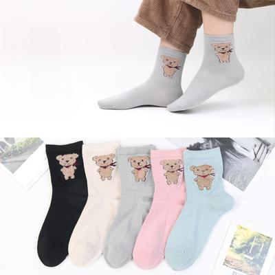 Socken Damen Herbst und Winter Weiche Seidensocken Freizeitsocken Herbst und Winter Kurze Bär Damen Socken