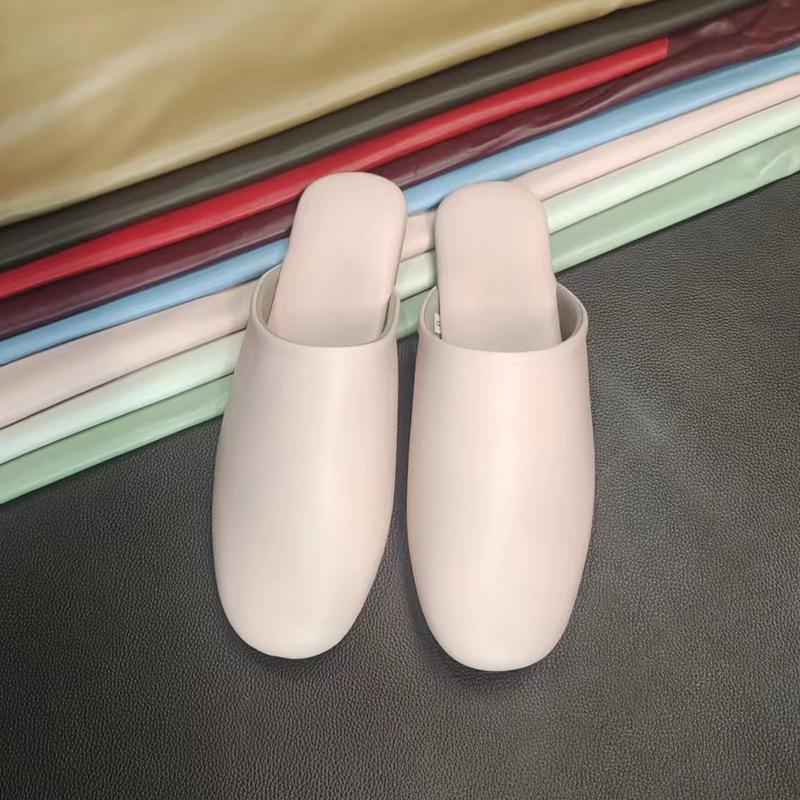 Spring & Autumn Lambskin Leather Slippers - Japanese Style Indoor Couple Slippers for Home & B&B Vacations
