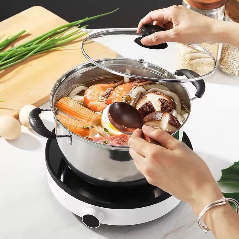 ZISIZ 24cm 304 Stainless Steel Soup & Steamer Pot