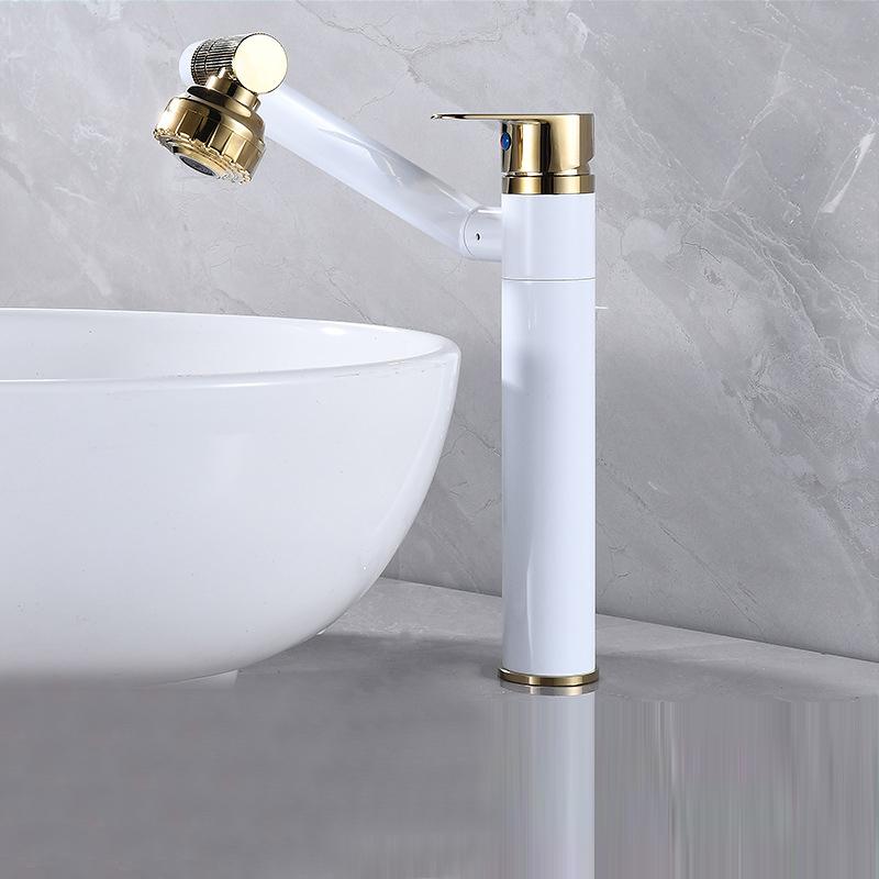 Multifunction Bathroom Faucet Gold Sink Faucet Hot Cold Water Mixer Crane Deck Mounted Universal Water Taps Black White