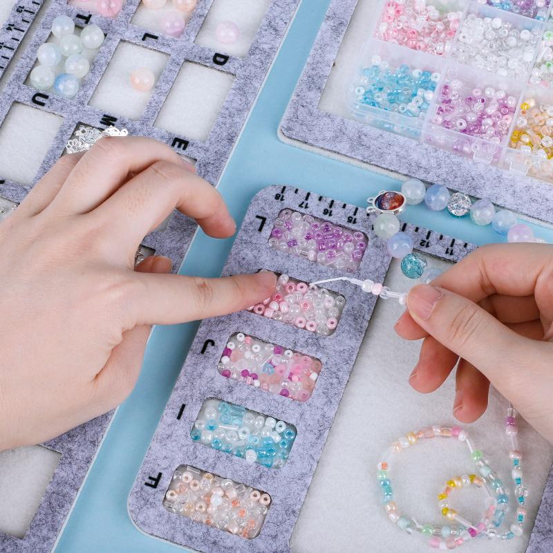 Felt Beading Mat Rectangle Felt Bead Design Boards With Centimeter Alphabetic Scale Beads Tray Bead Pads For Art Crafts
