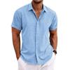 Men's Linen Short Sleeved T-shirt Loose Sweatshirt Solid Color Short Sleeved Cotton Linen Shirt for Men