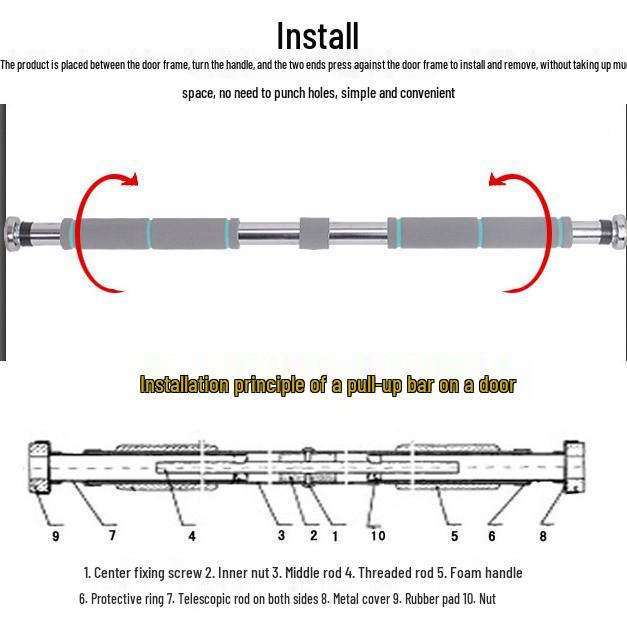 Adjustable No-Punch Doorway Pull-up Bar for Home Fitness