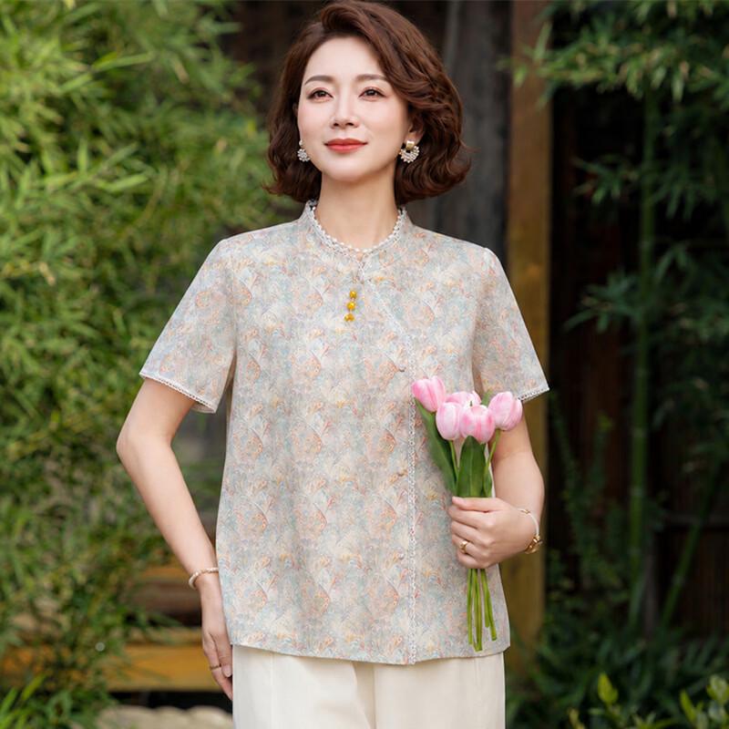 Elegant New Chinese Style Women's Summer Breathable Short-Sleeve Blouse