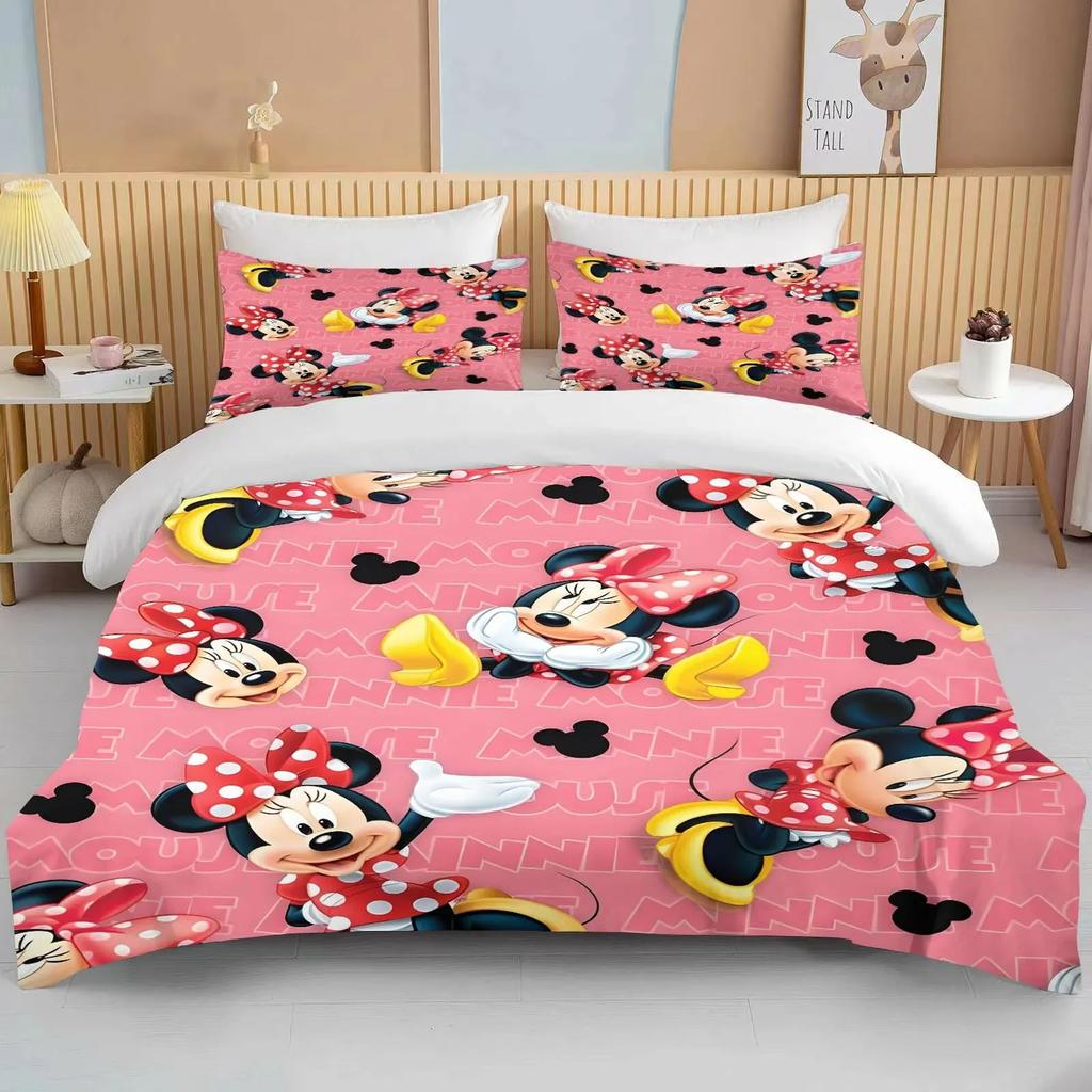 Minnie Mouse Bedding Sets Soft Comforter Cover Bed Cover Duvet Cover Pillow Case 2-3 Pieces Sets Bedroom Decoration