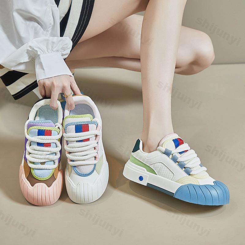 Fashion 2025 Spring Women's Sneakers Lace Up Anti Slip Platform Outdoor Students Casual Shoes Comfortable New Breathable Running Shoes