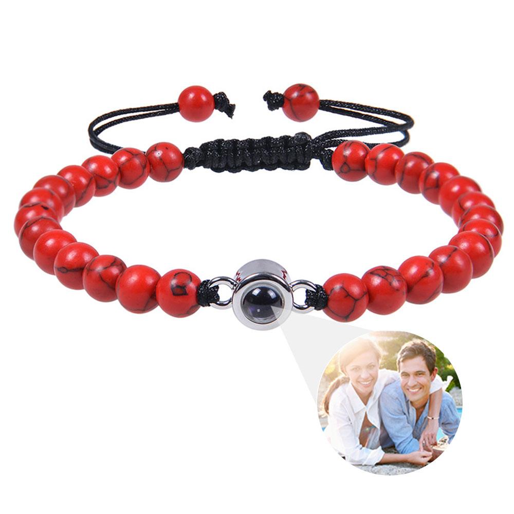 Каменный Браслет на Заказ с Фото Натуральный Камень Браслет с Фото на Заказ Браслет из Бусин Фото Проекция с Фото Браслет Воспоминаний Template A&Stainless Steel