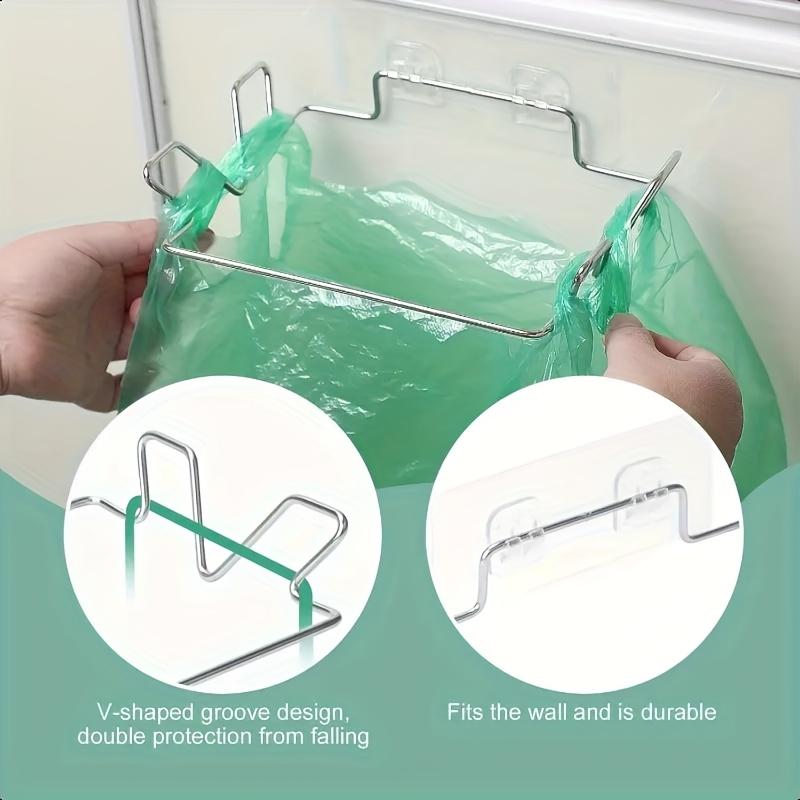 Stainless Steel Wall Mounted Kitchen Trash Bag Holder Plastic Bag Organizer Storage Rack for Kitchen Bathroom