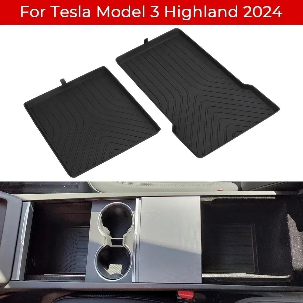 Center Console Organizer Tray Storage Box Stowing Tidying Lower Bottom Mat Tray Cup Pads For New Tesla Model 3 Highland 2026