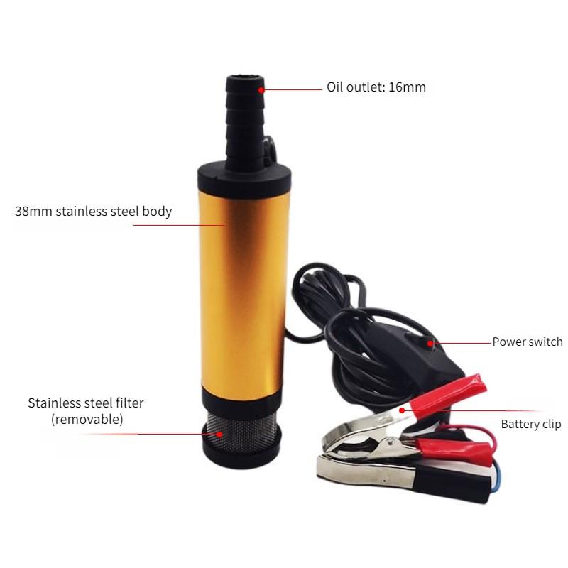 Pompa di Rifornimento Miniatura in Acciaio Inossidabile 12V/24V Pompa Carburante Elettrica CC Portatile Pompa di Estrazione Olio