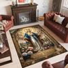 Virgin Mary Theme Crystal Velvet Rug Personalized Custom Name Text Soft Floor Mat Home Decor