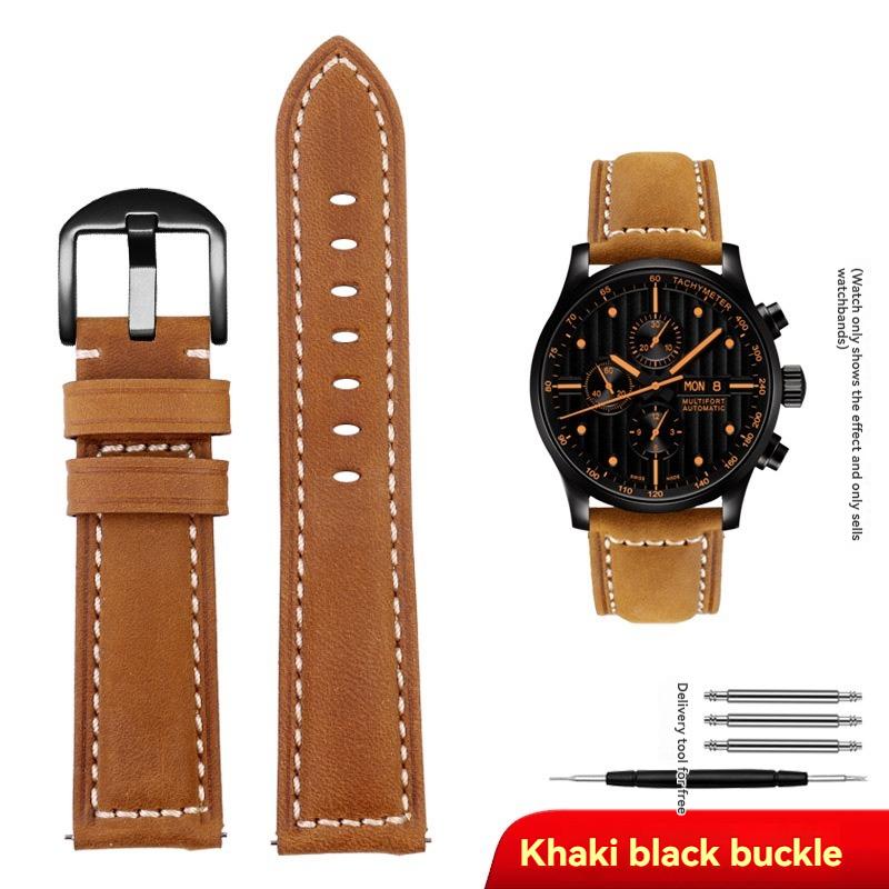 Genuine Leather Watch Band for Panerai/Tissot/Mido/Omega/IWC | 20mm 22mm 24mm 26mm | Retro Crazy Horse Cowhide Strap for Men