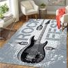 Rock Music Theme Non-Slip Rug, Guitar and Microphone Print Floor Mat for Living Room Bedroom Modern Home Decor