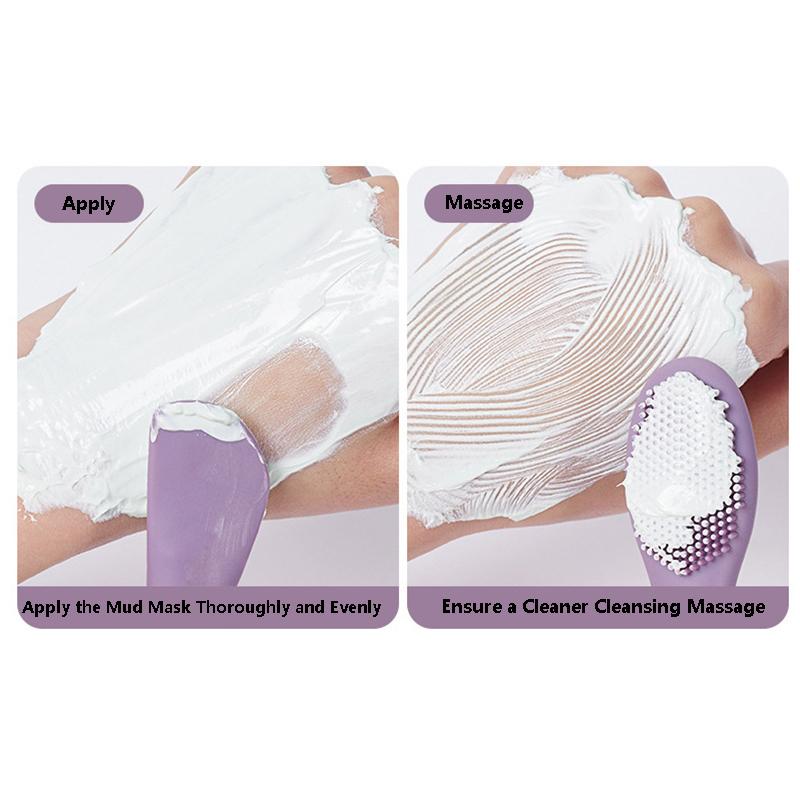 Dual-End Silicone Face Brush Slavic Skin Care, Massage & Cleansing Tool, Spa Mask Applicator for Mud Clay Facials