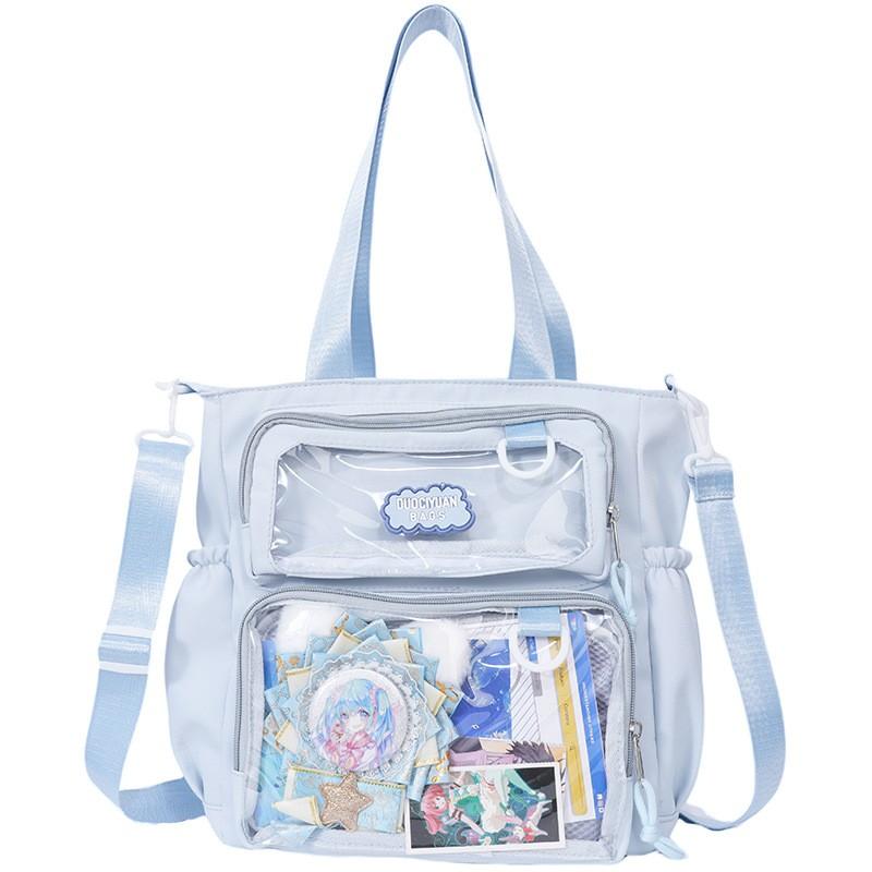 Geantă de umăr tip crossbody stil preppy japonez Y2K Rucsacuri noi din nailon pentru școală pentru fete adolescente Rucsacuri transparente Itabag Geantă Ita