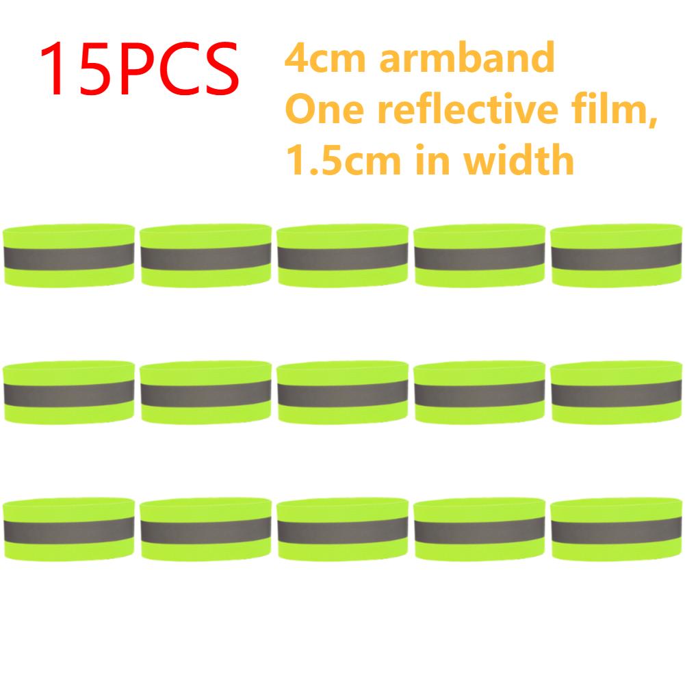 15pcs Easy-to-Wear Reflective Straps 4cm/5cm 1 Film/2 Films Reflective Safety Bands Elastic Fabric Secure for Outdoor Night