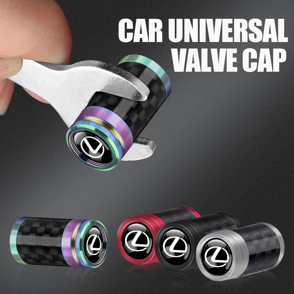 4PCS Carbon Fiber Car Wheel Tire Valve Stem Caps Metal Cover Accessorie For Lexus CT200h NX300h RX300 RX330 EX300h F Sport IS RX