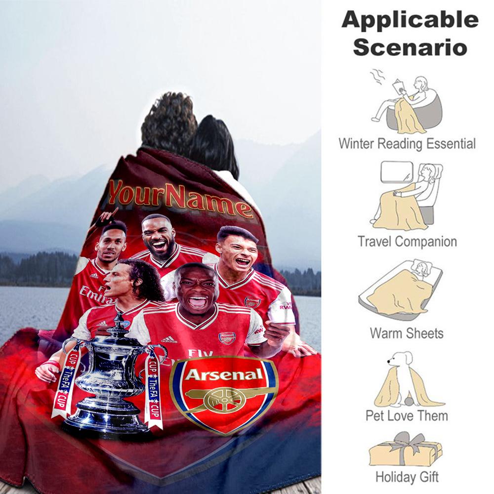 Arsenal Personalized Name Blanket Gift Personalized Blanket Warmthful Decor Throw For Sofa Picnics Office Chair Nap for All Occasions