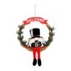 Christmas Soldier Vine Wreath Welcome Wooden Sign Decoration Dwarf Doll Vine Wreath Shopping Mall Window Wall Hanging