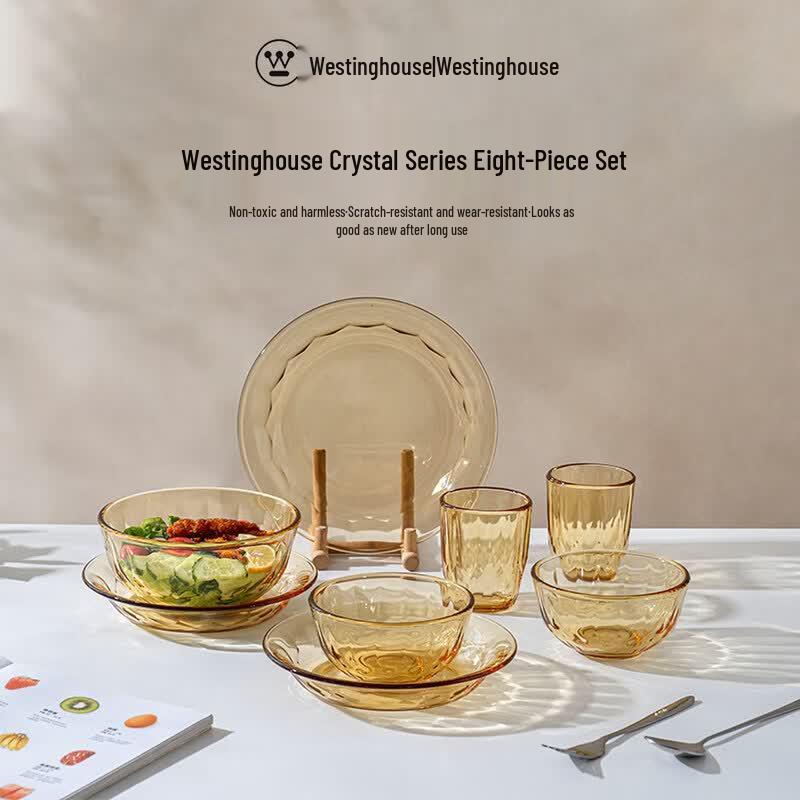 Westinghouse Crystal 8-Piece Amber Dinnerware Set