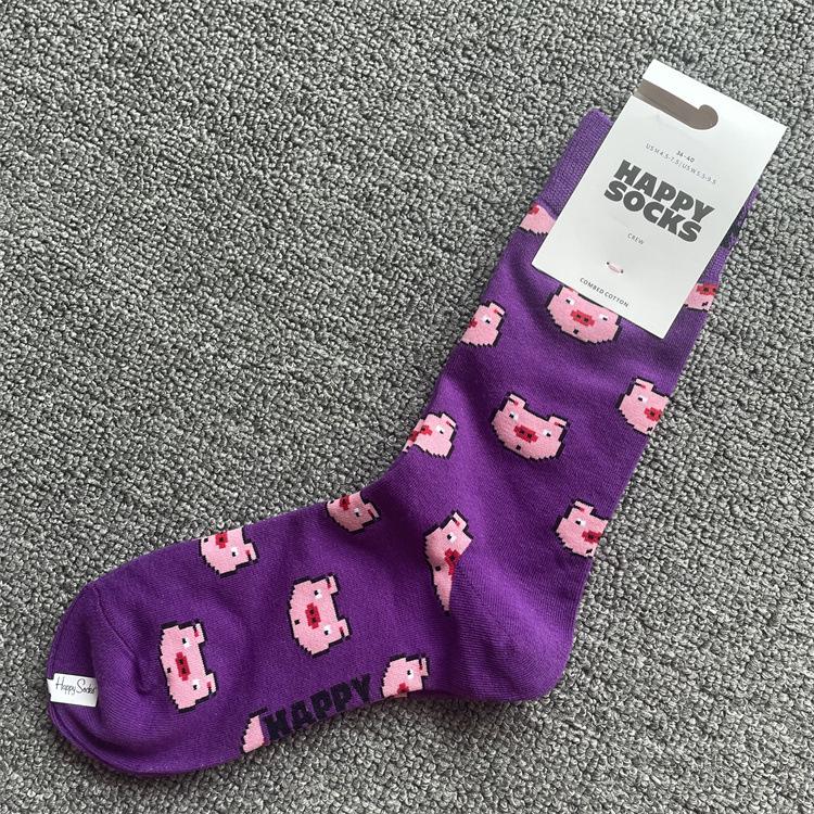 Trendy Swedish Mid-Calf Happy Socks: Women's & Couples' Leg-Shaping Spring/Autumn Style