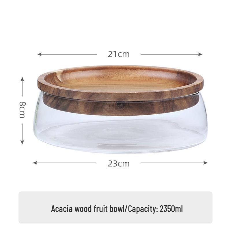 

Двухъярусная конфетница из дерева акации со стеклянной крышкой для журнального столика в гостиной