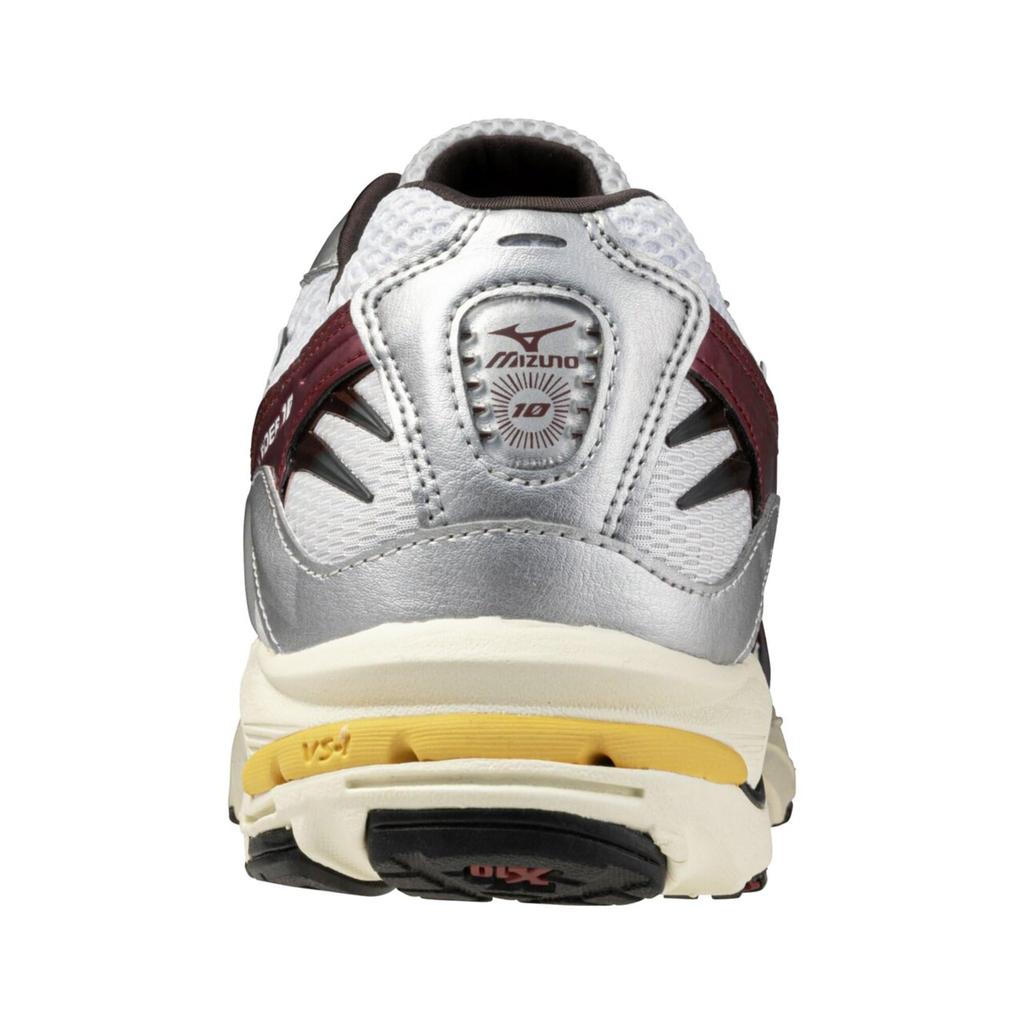 Mizuno Wave Rider 10 Size 2E Sneakers, White/Black/Wine Red, 28.5 Cm,